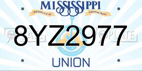 8YZ2977 Mississippi License Plate