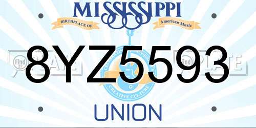 8YZ5593 Mississippi License Plate