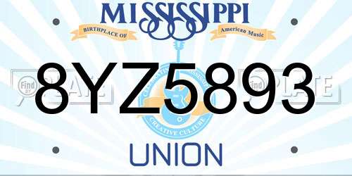 8YZ5893 Mississippi License Plate