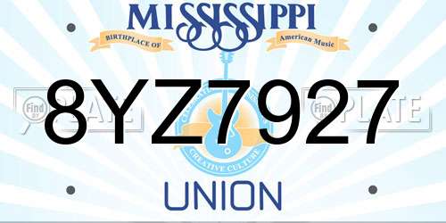 8YZ7927 Mississippi License Plate