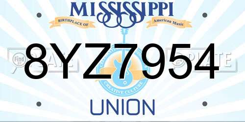 8YZ7954 Mississippi License Plate