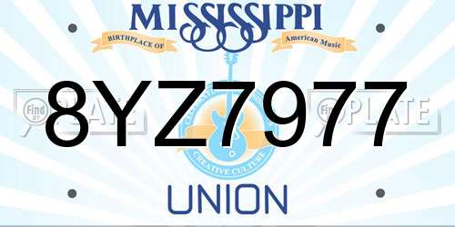 8YZ7977 Mississippi License Plate