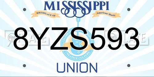 8YZS593 Mississippi License Plate