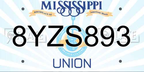 8YZS893 Mississippi License Plate