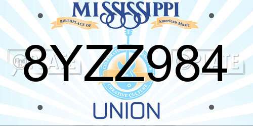8YZZ984 Mississippi License Plate