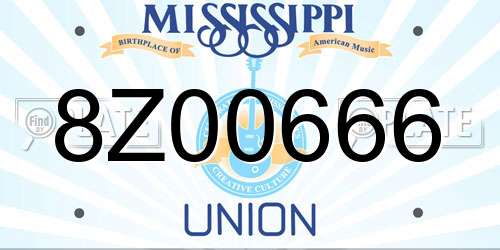 8Z00666 Mississippi License Plate