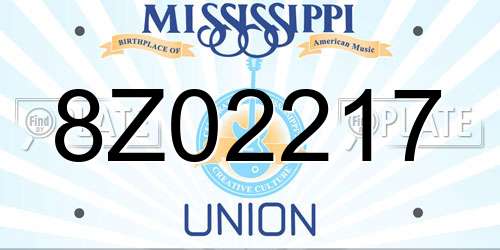 8Z02217 Mississippi License Plate