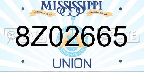 8Z02665 Mississippi License Plate