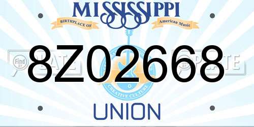 8Z02668 Mississippi License Plate