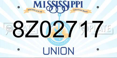 8Z02717 Mississippi License Plate