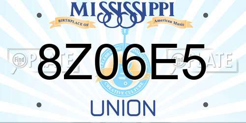 8Z06E5 Mississippi License Plate