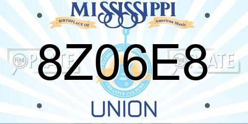 8Z06E8 Mississippi License Plate