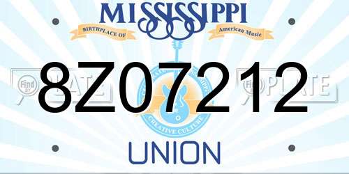 8Z07212 Mississippi License Plate