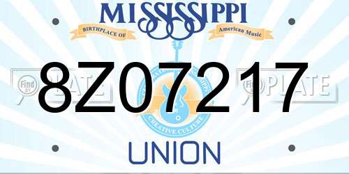 8Z07217 Mississippi License Plate