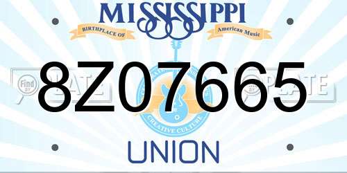 8Z07665 Mississippi License Plate
