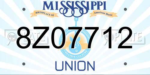 8Z07712 Mississippi License Plate