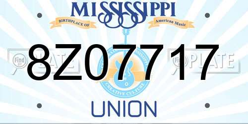 8Z07717 Mississippi License Plate