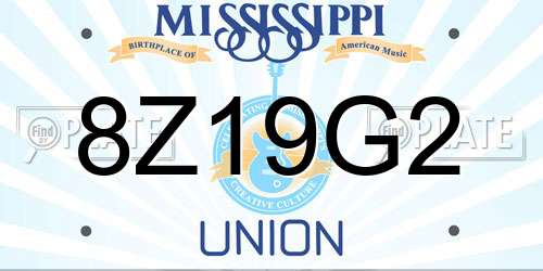 8Z19G2 Mississippi License Plate