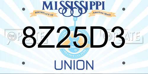 8Z25D3 Mississippi License Plate
