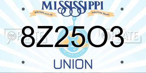 8Z25O3 Mississippi License Plate