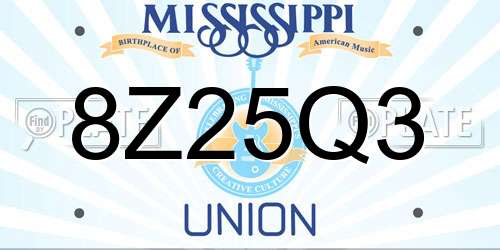 8Z25Q3 Mississippi License Plate