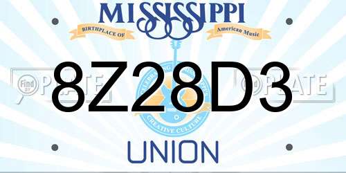 8Z28D3 Mississippi License Plate