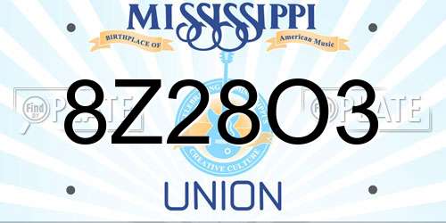 8Z28O3 Mississippi License Plate