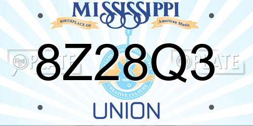 8Z28Q3 Mississippi License Plate