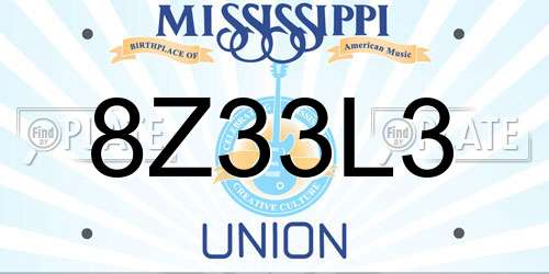 8Z33L3 Mississippi License Plate