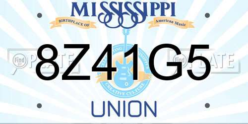 8Z41G5 Mississippi License Plate