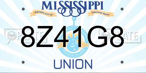 8Z41G8 Mississippi License Plate