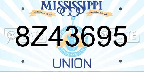 8Z43695 Mississippi License Plate