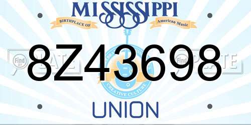 8Z43698 Mississippi License Plate