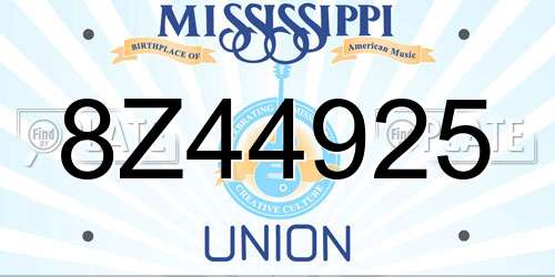 8Z44925 Mississippi License Plate