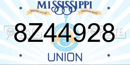 8Z44928 Mississippi License Plate