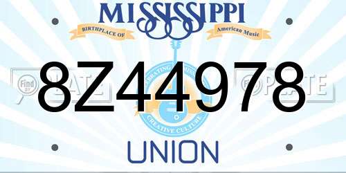 8Z44978 Mississippi License Plate