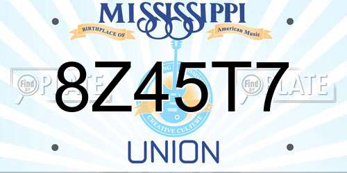 8Z45T7 Mississippi License Plate