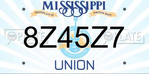 8Z45Z7 Mississippi License Plate