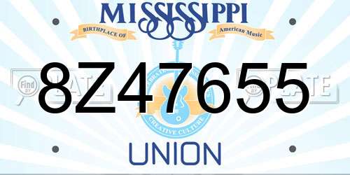8Z47655 Mississippi License Plate