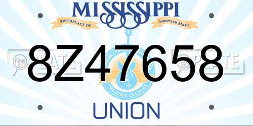 8Z47658 Mississippi License Plate