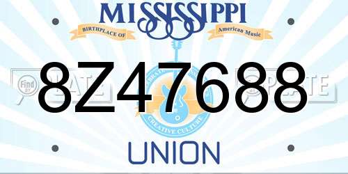 8Z47688 Mississippi License Plate