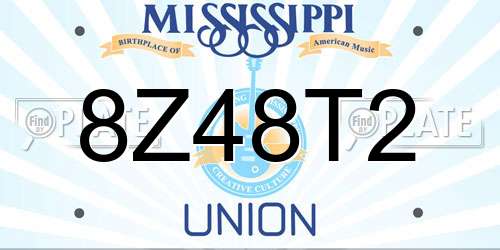 8Z48T2 Mississippi License Plate
