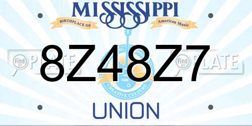 8Z48Z7 Mississippi License Plate