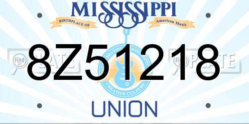 8Z51218 Mississippi License Plate