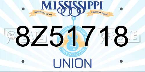 8Z51718 Mississippi License Plate