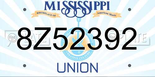 8Z52392 Mississippi License Plate