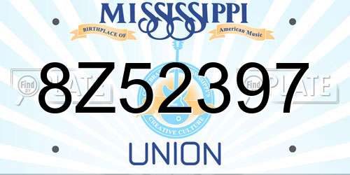 8Z52397 Mississippi License Plate