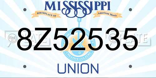 8Z52535 Mississippi License Plate