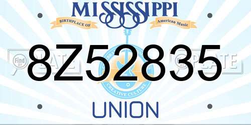 8Z52835 Mississippi License Plate