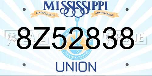 8Z52838 Mississippi License Plate